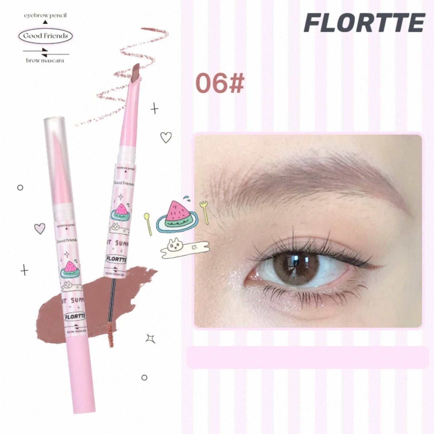Flortte Good Friends Club Eyebrow Pencil ＆ Brow Mascara