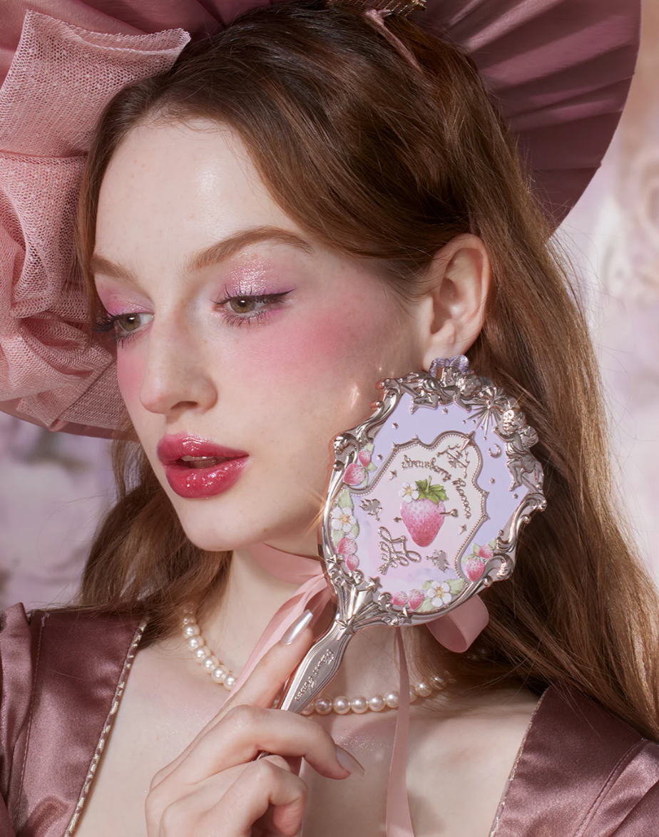 Flower Knows Violet Strawberry Rococo Hand Mirror