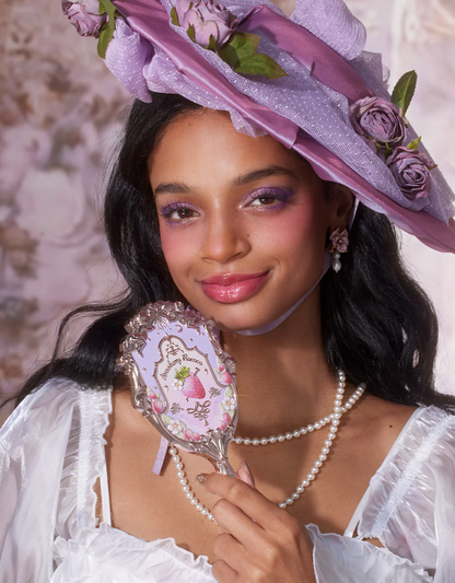 Flower Knows Violet Strawberry Rococo Hand Mirror